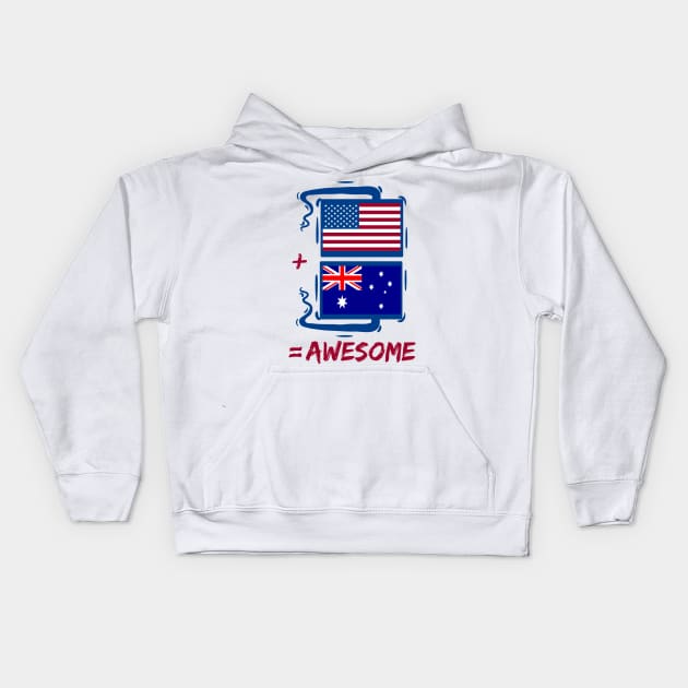 Australian and American Is Awesome Kids Hoodie by TShirtWaffle1